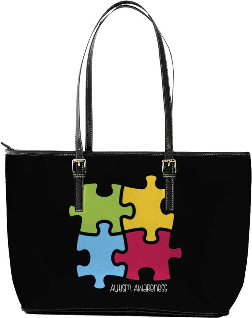 Autism Awareness 4-piece Puzzle Leather Tote Bag (900x1045), Png Download