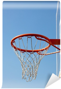 Basketball Hoop Against Blue Skies With Backboard Wall - Netball Ball (400x400), Png Download