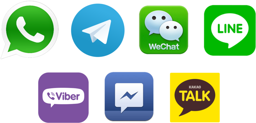 Messenger Logos - Whatsapp Telegram Viber Wechat (1000x536), Png Download
