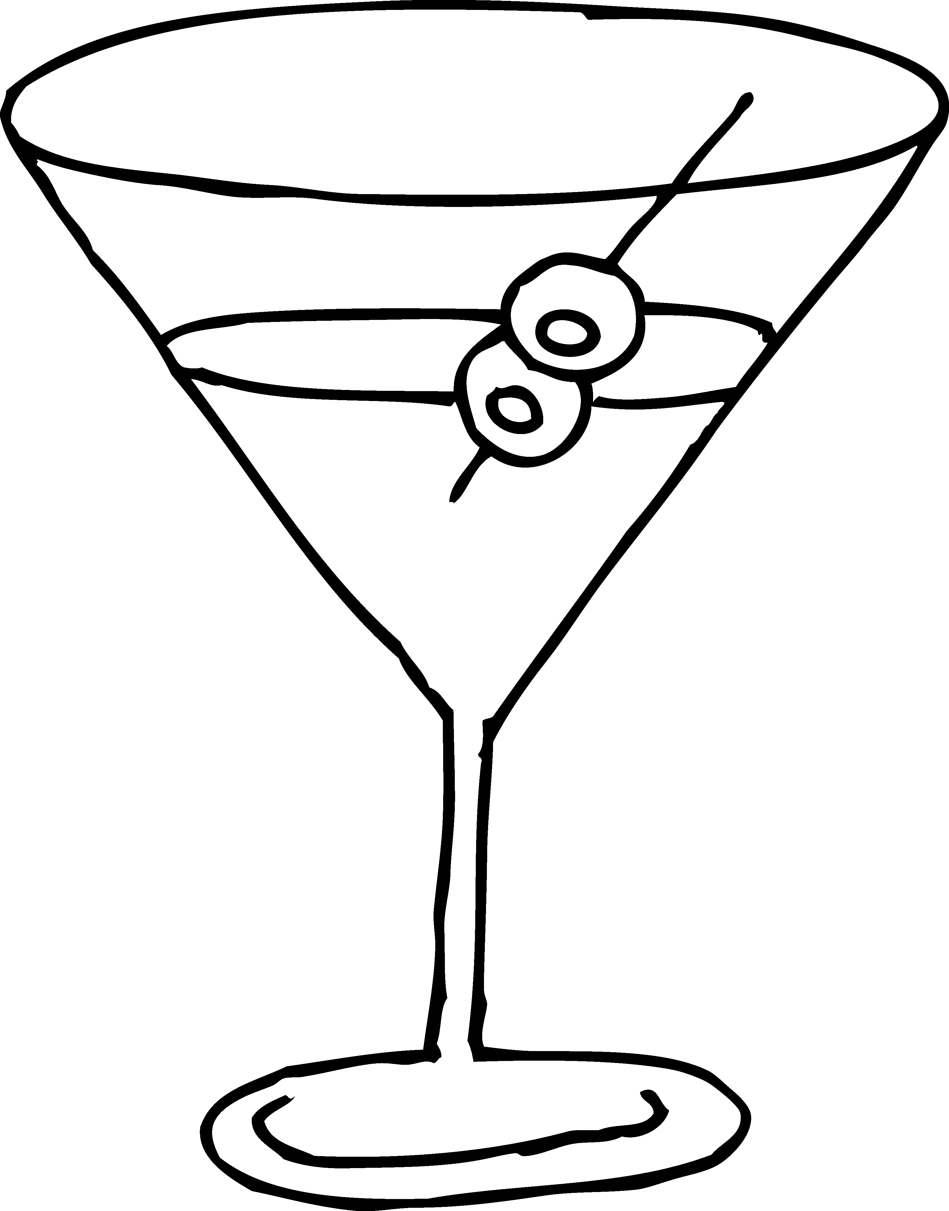 Martini Glass Line Art Free Clip Art - Martini Clipart Black And White (3253x4149), Png Download