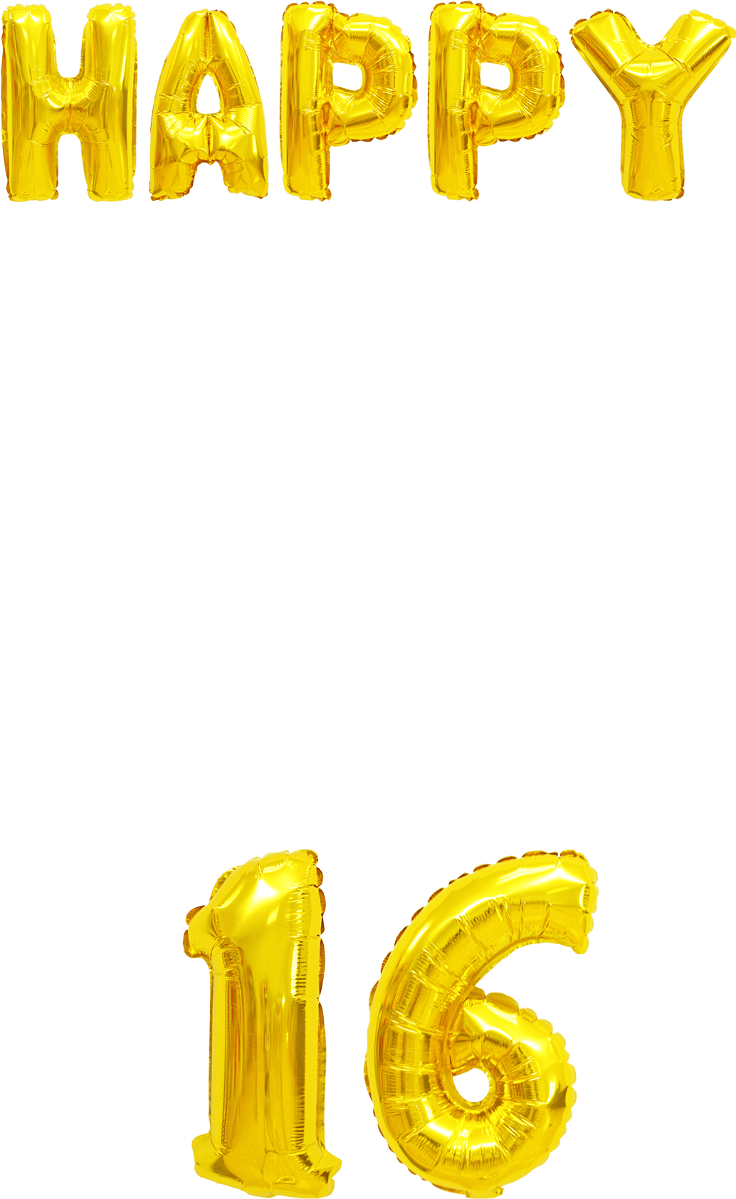 Sweet 16 Gold Balloons - Giant 16th Gold Number Balloon - 40" Premium Quality (1080x1920), Png Download