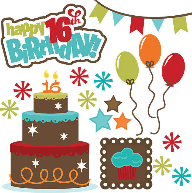 Winter Wonderland Sweet 16 Clipart - Happy Birthday 16 Png (648x653), Png Download