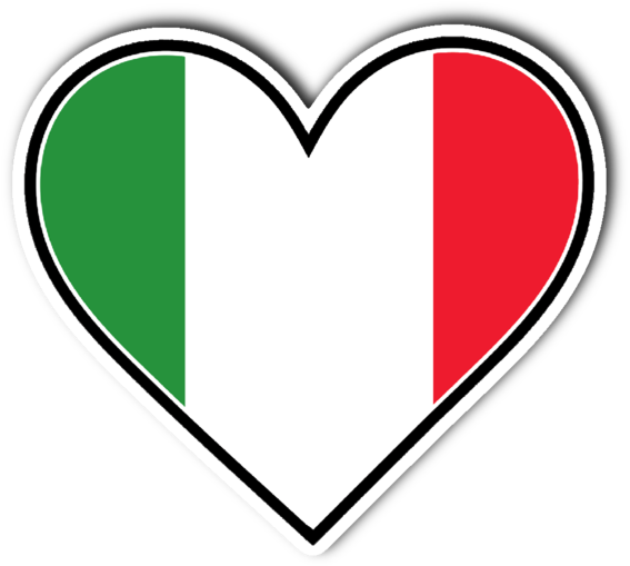 Italian Flag Heart Vinyl Die Cut Sticker - Italian Flag Heart (600x600), Png Download