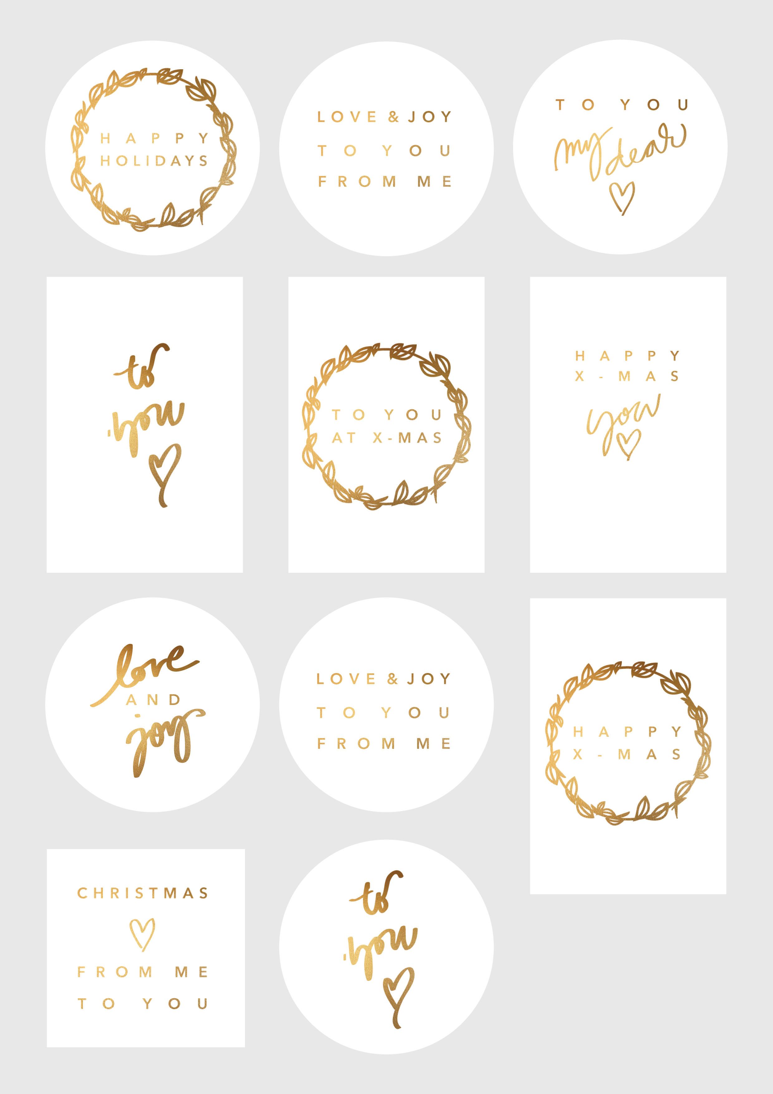 Gold Print English - Christmas Gift Tags Gold (2480x3507), Png Download