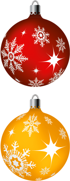 Red And Yellow Christmas Balls Png Clipart Picture - Boule De Noël Rouge (239x600), Png Download