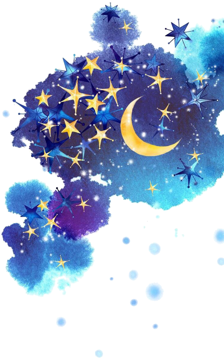 Report Abuse - Moon And Star Watercolor (748x1399), Png Download