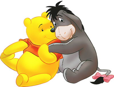 Eeyore And Pooh Psd - Winnie The Pooh And Eeyore Hugging (400x305), Png Download