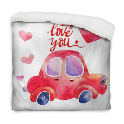 Watercolor Retro Red Car Illustrations Isolated On - Christmas Tree On Car Drawing (400x400), Png Download
