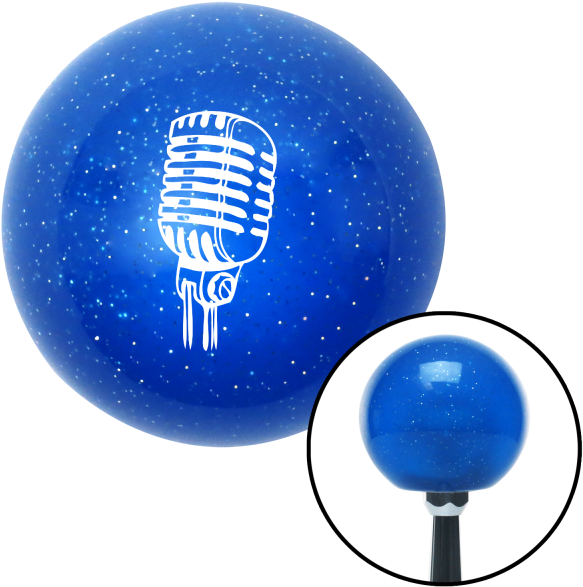 White Old School Microphone Blue Metal Flake Shift - 5 Speed Blue Shifter Knobs (600x600), Png Download