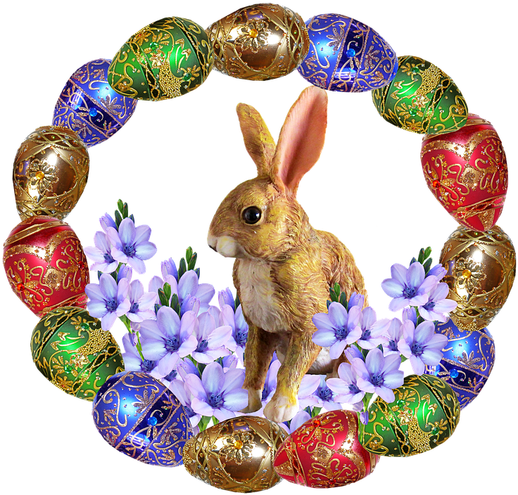 Easter, Eggs, Rabbit, Frame, Decoration - Easter (759x720), Png Download