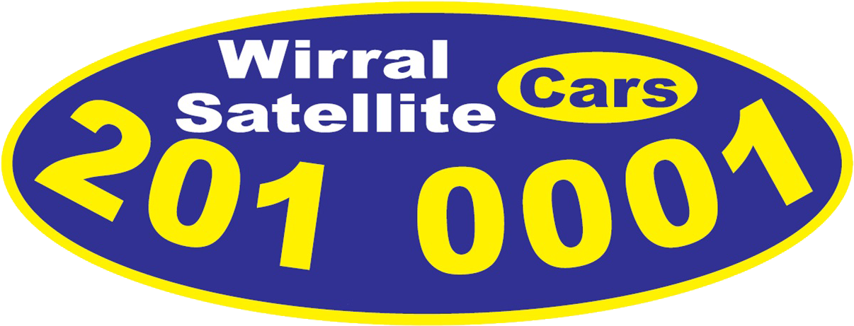 Wirral Satellite Cars Logo - Blue And White (1245x483), Png Download