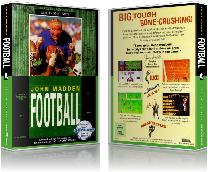 Genesis John Madden Football Sega Megadrive Replacement (800x650), Png Download