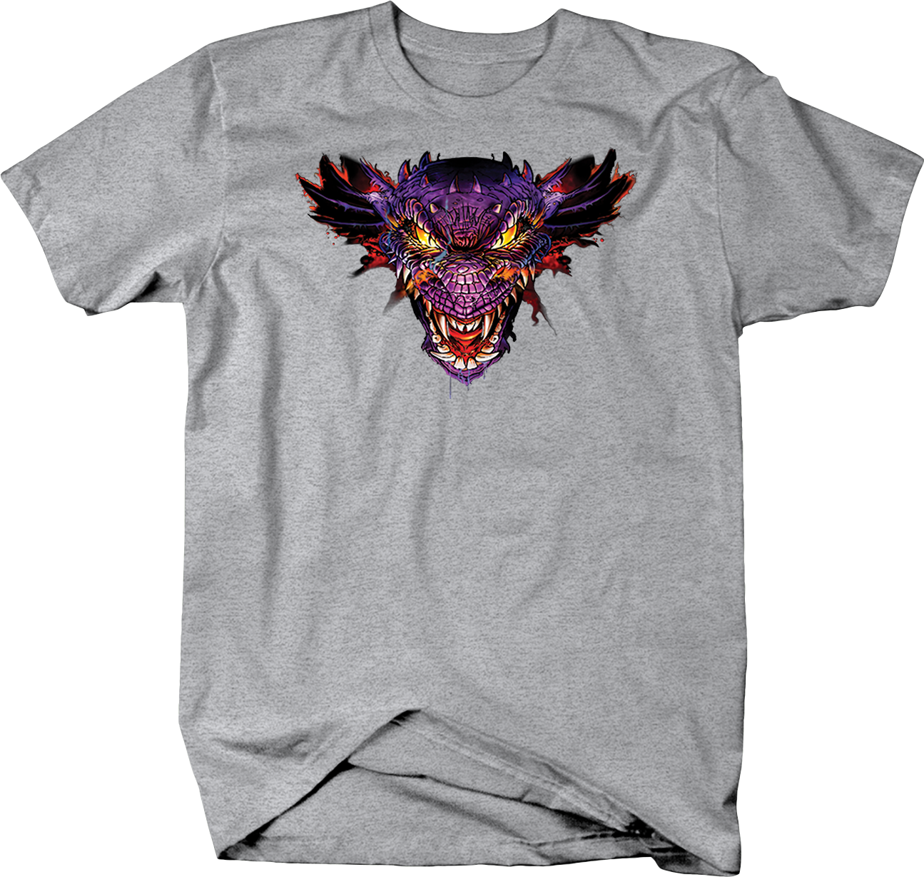 Scary Purple Dragon Head Looking Custom Tshirt (1295x1229), Png Download