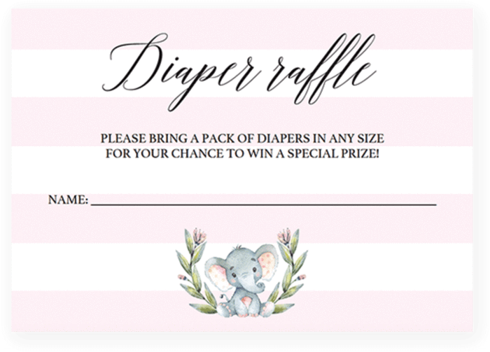 Pink Diaper Raffle Ticket For Girl Baby Shower By Littlesizzle (819x1024), Png Download