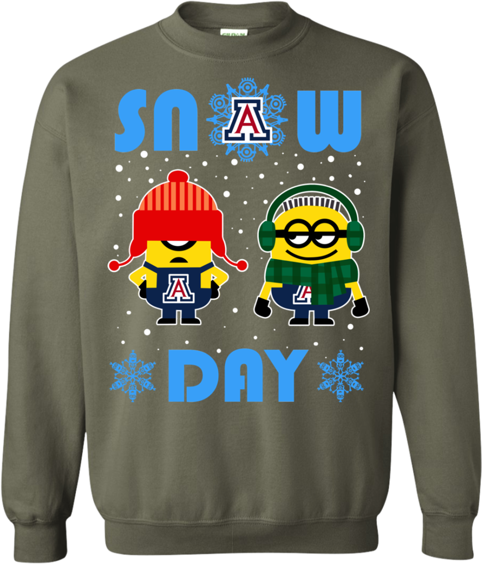 Arizona Wildcats Minion Christmas Ugly Sweater Snow (1155x1155), Png Download