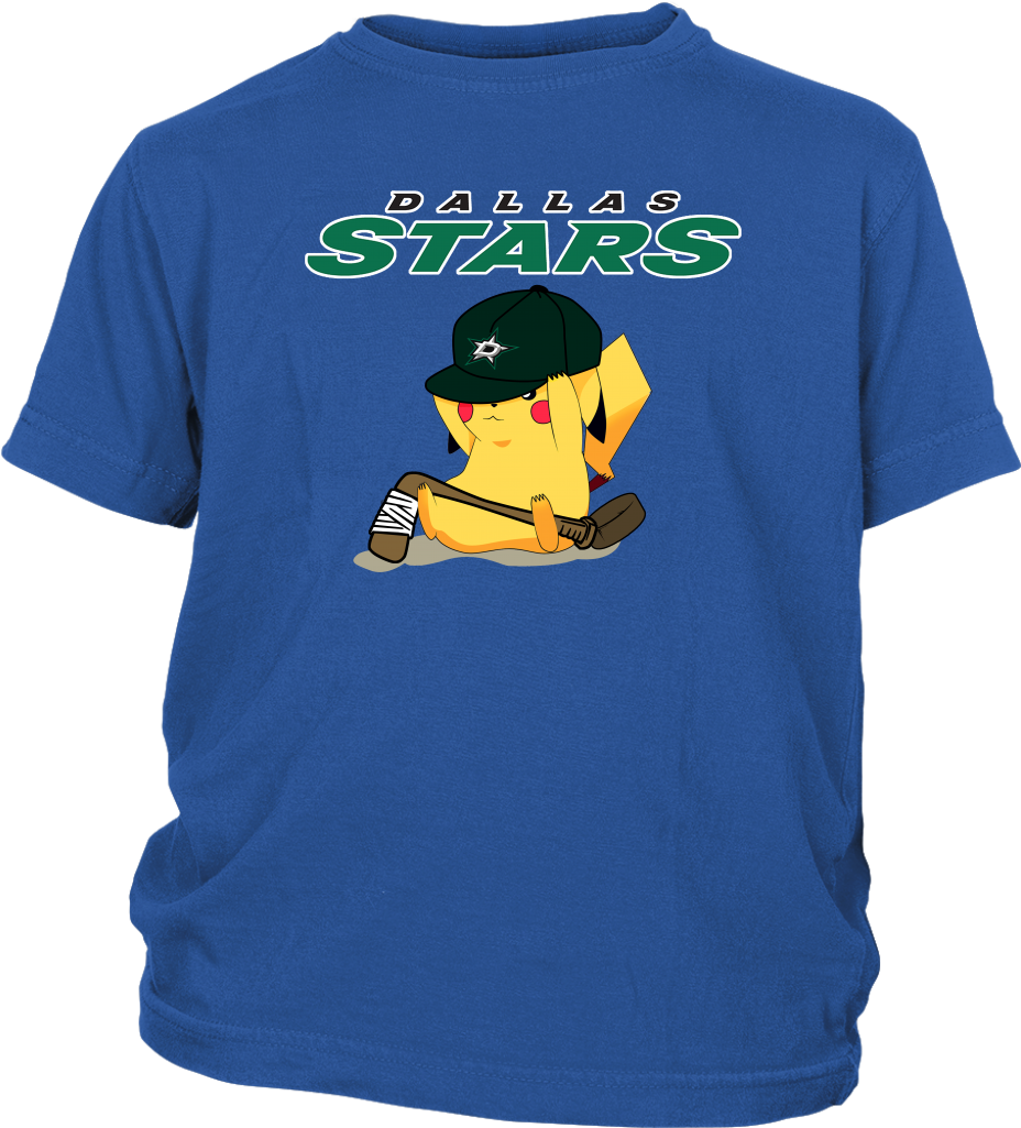 Nhl Dallas Stars Hockey Pikachu Shirts T Shirt District (1024x1024), Png Download