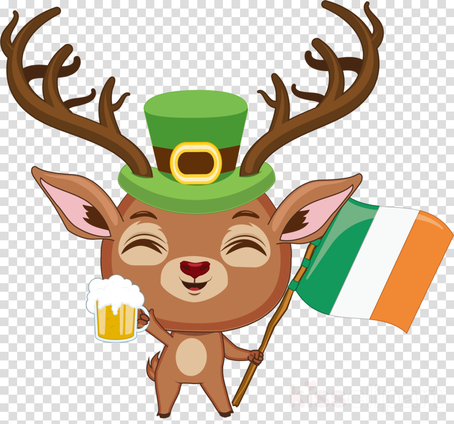 St Patricks Day Deer With Irish Flag Clipart Reindeer (900x840), Png Download