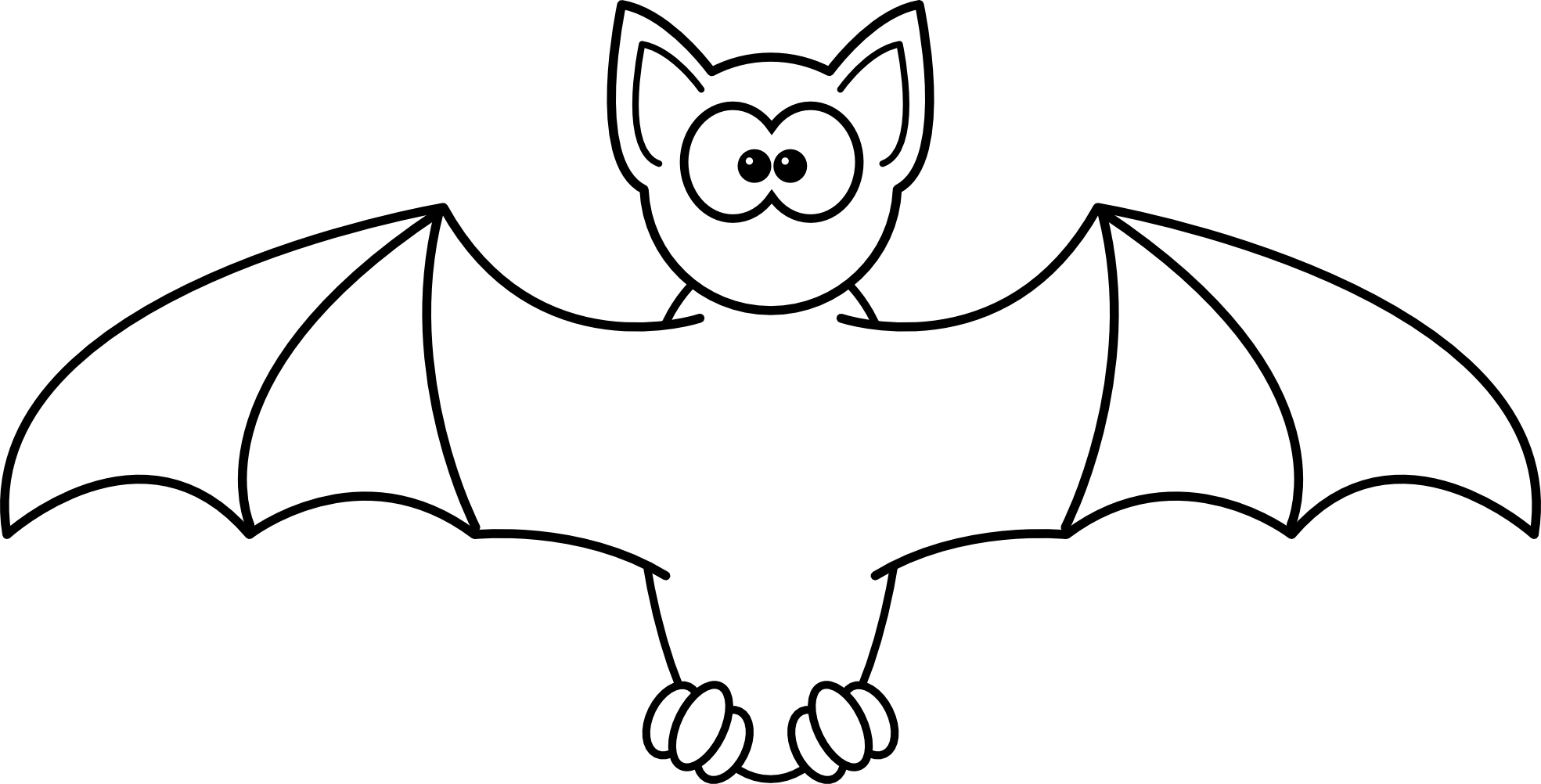 Halloween Bats Clipart - Halloween Bat Clipart Black And White (1871x952), Png Download