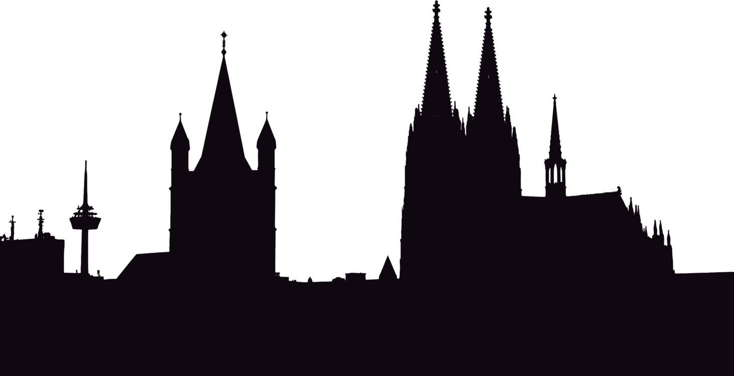 Cologne Silhouette Skyline Drawing Free Commercial - Cathedral Silhouette (1462x750), Png Download