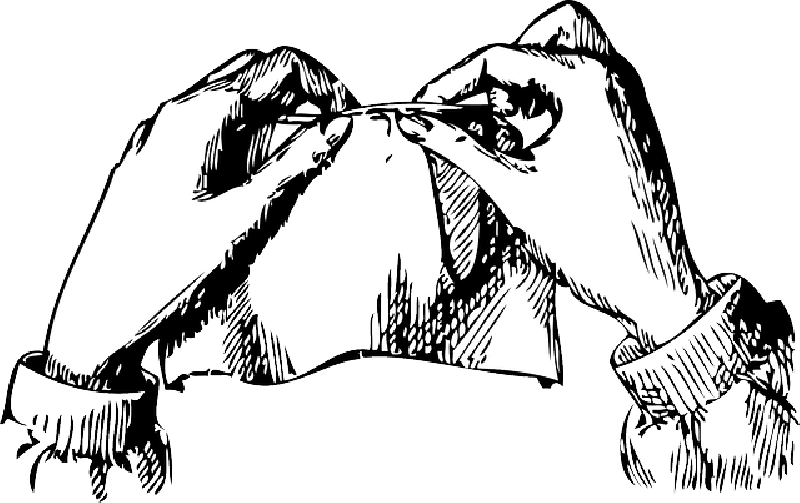 Lady, Woman, Cartoon, Knitting, Free, Hands - People Sewing With Their Hands (800x503), Png Download