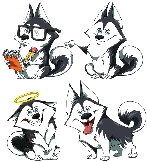 Siberian Husky Pit Bull Cartoon Drawing Puppy - Husky Cartoon (564x653), Png Download