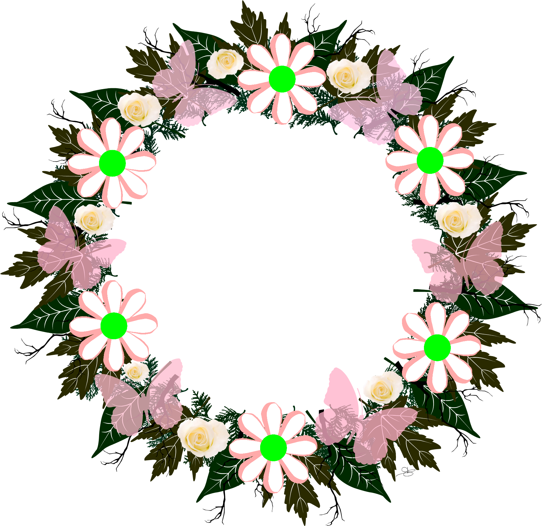 Butterflow Collection Collections Pinterest Wreaths - Wreath-rosa Schmetterlings- Karte (2000x2000), Png Download