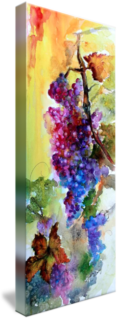 "burgundy Grapes Red Wine Watercolor Painting" By Ginette - Abstract Grape Paintings (239x650), Png Download
