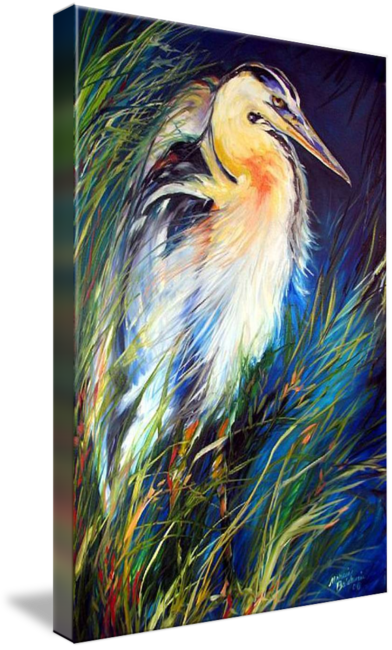 Jpg Black And White Blue Of Louisiana By Marcia Baldwin - Wild Animal Animal Acrylic Painting (392x650), Png Download