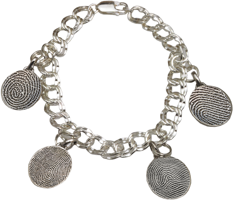 Kin & Pebble - Baby Fingerprint Petite Oval Charm Bracelet (500x500), Png Download