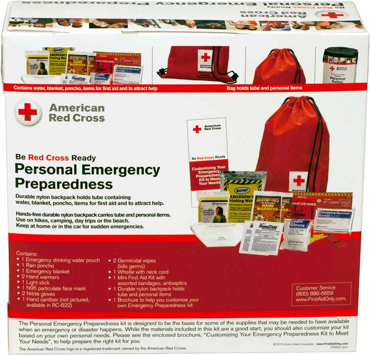Deluxe Personal Safety Emergency Pack With Bag Red - American Red Cross (950x950), Png Download