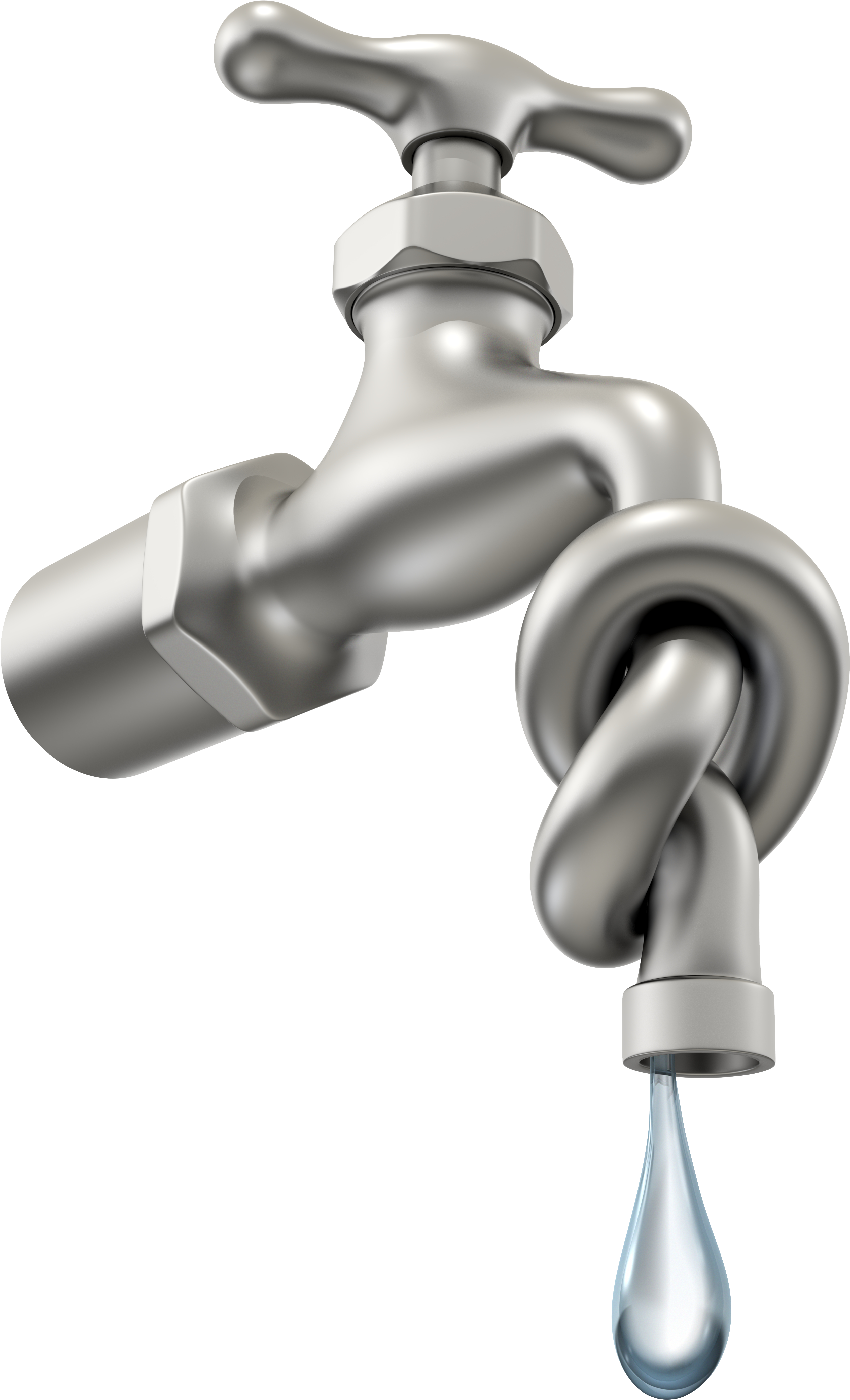 Twisted Faucet With Water Drip - Dibujos De La Escasez Del Agua (4000x6100), Png Download