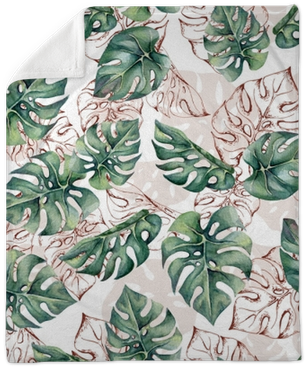 Tropical Seamless Pattern With Watercolor And Outline - Wallpaper (400x400), Png Download