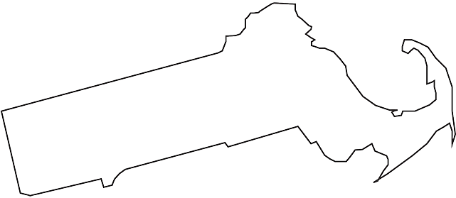 Geography, Outline, Map, States, State, United - Massachusetts (640x320), Png Download
