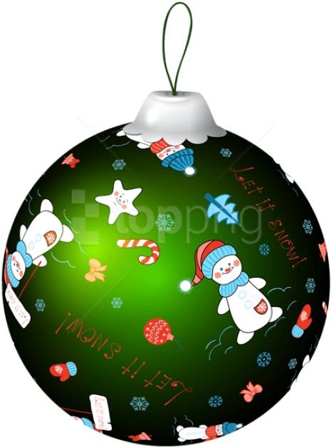 Green Christmas Ball With Snowman Png Clip Art Image - Green Christmas Balls Png (442x600), Png Download