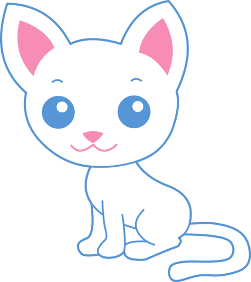 Cute White Kitty Cat - Cute Cat Clip Art (490x550), Png Download
