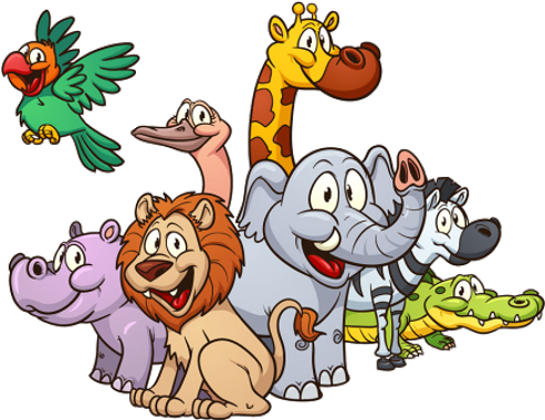 Animal Group Cartoon Image - Group Of Animals Cartoon (500x500), Png Download