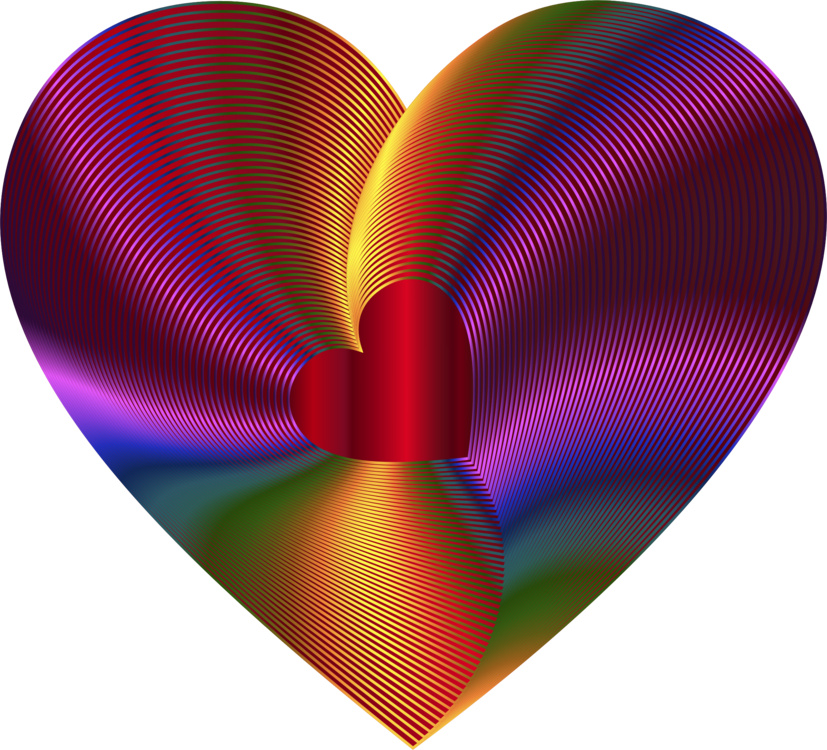 Heart Rainbow Gold Color Red - Big Golden Heart (827x750), Png Download