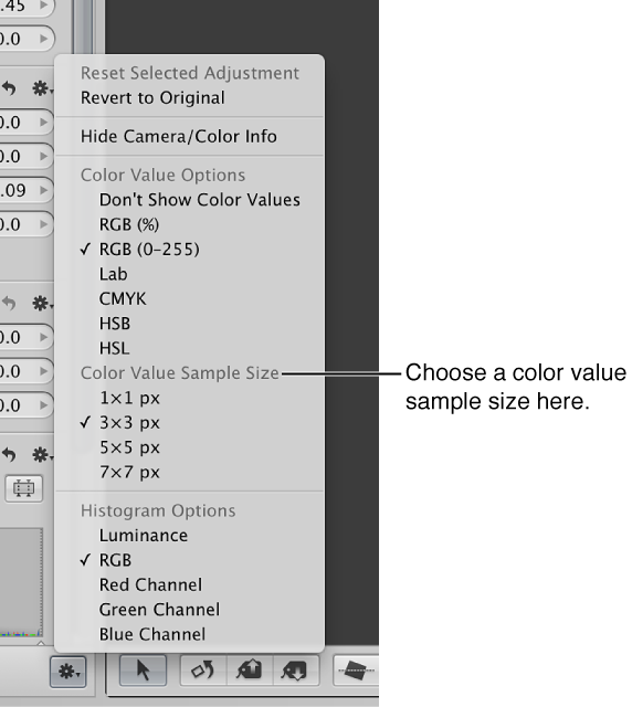 Adjustment Action Pop-up Menu Showing Color Value Sample (572x640), Png Download