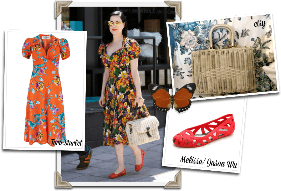 Dita Porte Une Robe Vintage À Fleurs, Probablement (902x619), Png Download