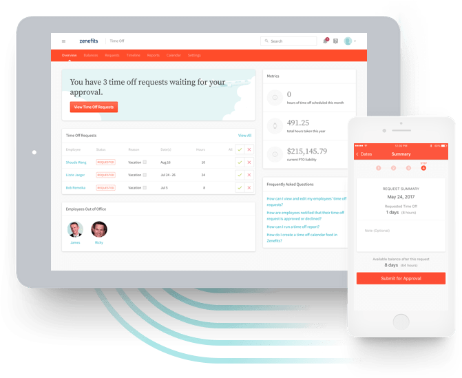 Zenefits Time & Attendance (671x549), Png Download