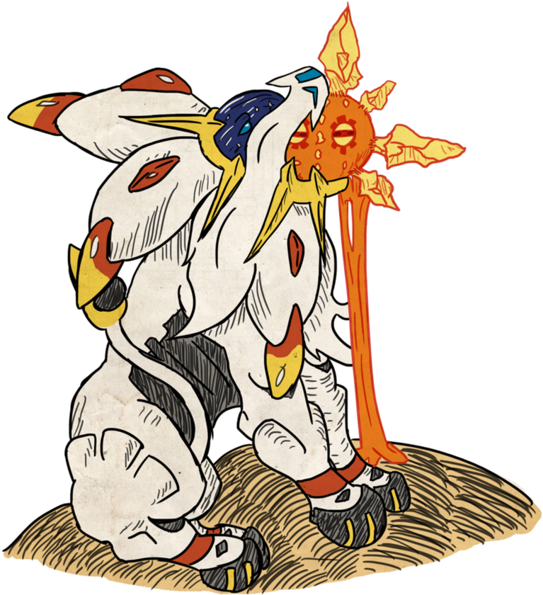 Solgaleo, The Pokemon Sun Legendary, Gnawing On A Poor (894x894), Png Download