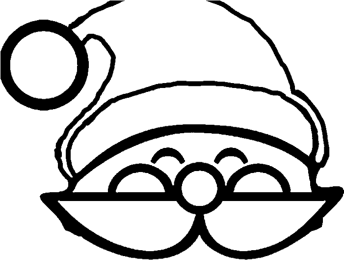 Santa Face With Christmas Hat Coloring For Kids (700x558), Png Download