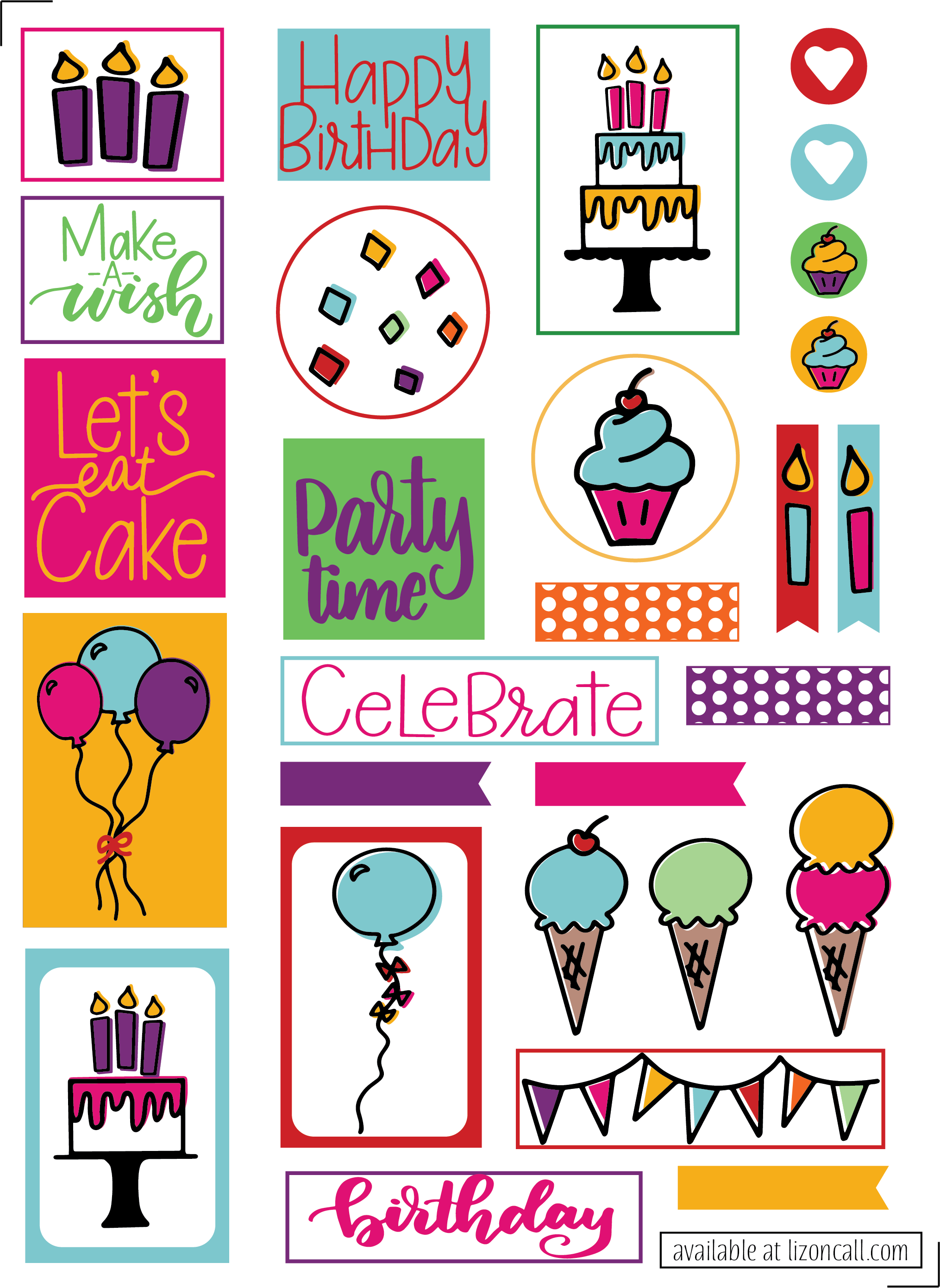 Free Birthday Planner Stickers (2030x2782), Png Download