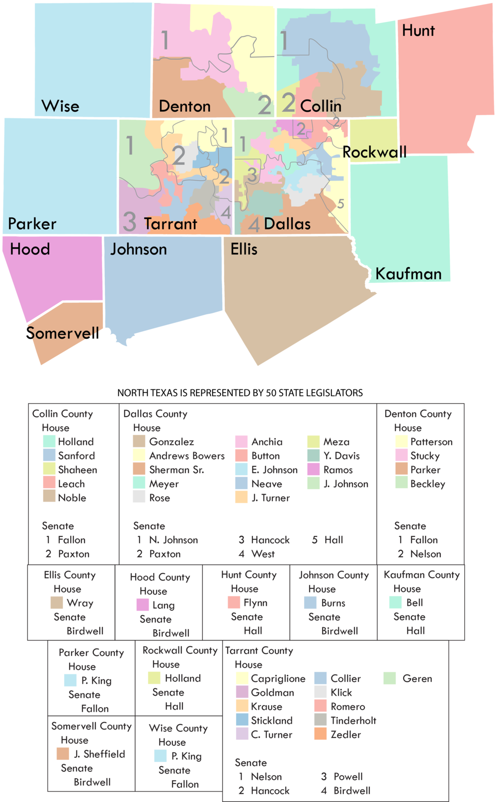 State House & Senate Districts In North Texas (1000x1615), Png Download