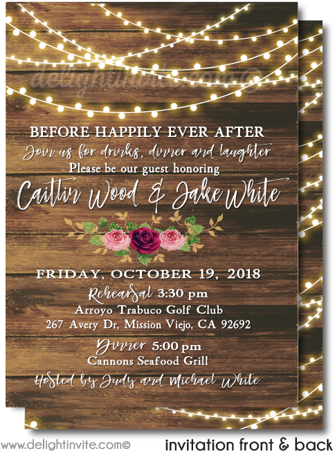 Vintage Rustic Wood String Of Lights Couples Shower (497x675), Png Download