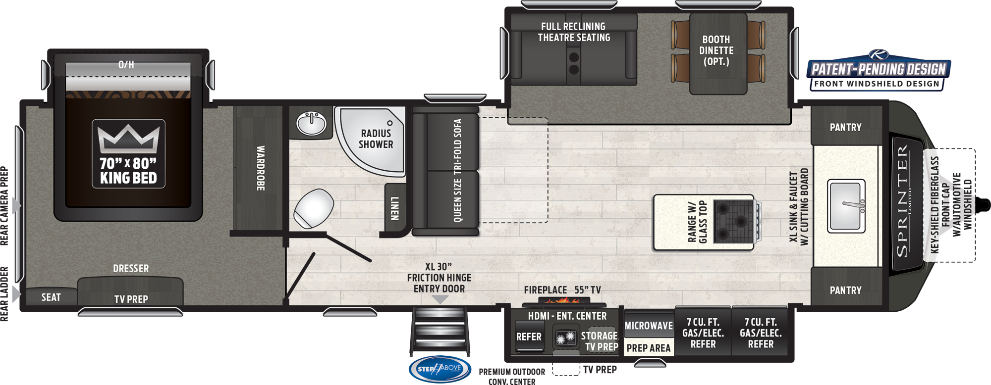 Sprinter Limited 333fks Travel Trailer (2000x778), Png Download