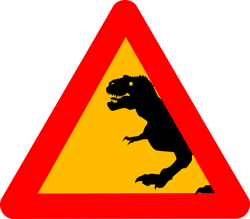 Moose Triangle Circle Tyrannosaurus Traffic Sign (854x750), Png Download