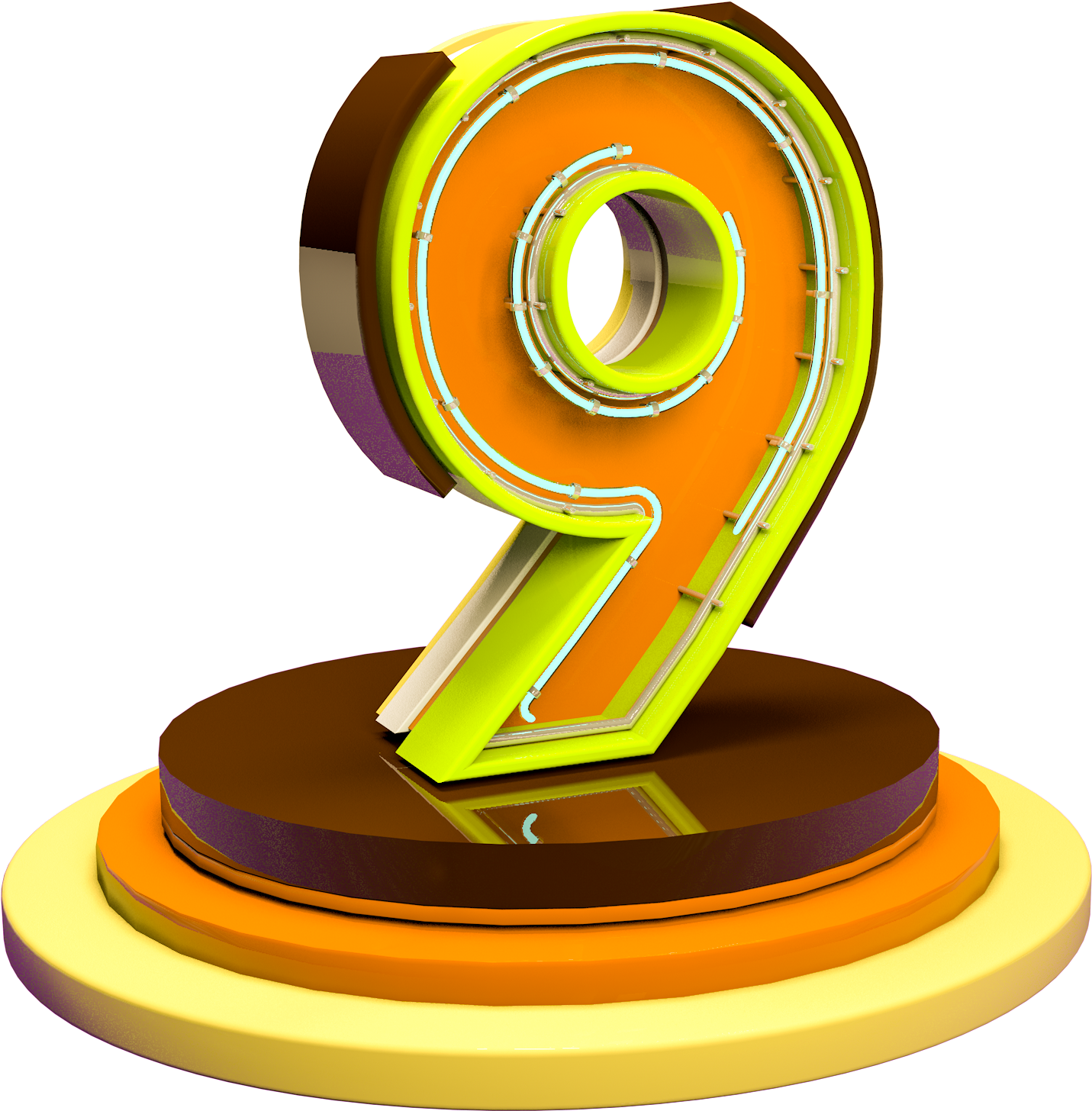 C4d Coloré Stéréo Numérique 9e Anniversaire Décoration (2000x2000), Png Download