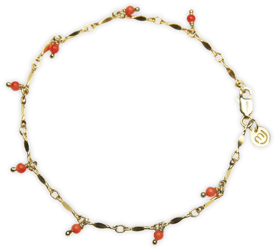 Coral Baby Gemstone Chain Bracelet (600x600), Png Download