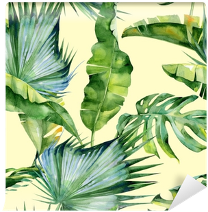 Seamless Watercolor Illustration Of Tropical Leaves, - Malloom Pillow Case,sofa Bed Home Decoration Festival (400x400), Png Download